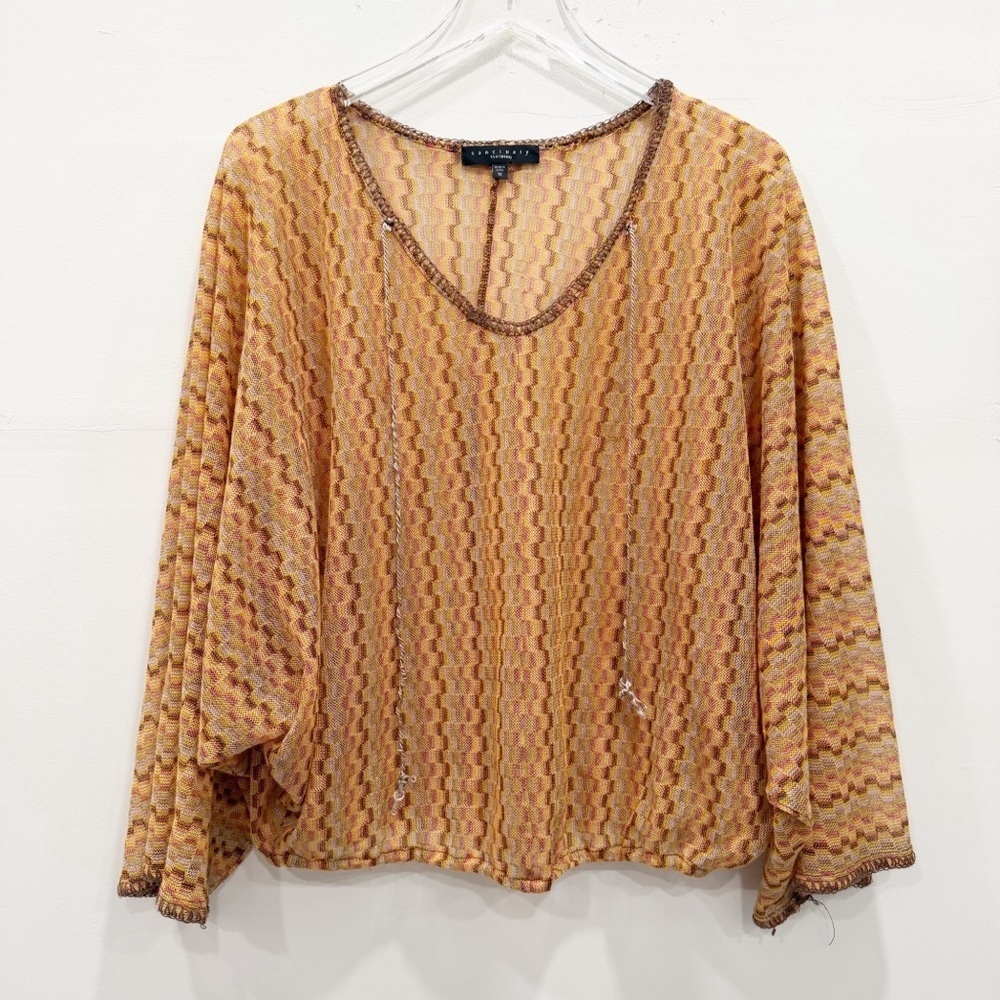 Anthropologie Sanctuary Poncho Maricopa Knit Top Embroidered Trim Medium